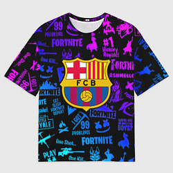 Футболка оверсайз женская Barcelona x fortnite neon, цвет: 3D-принт