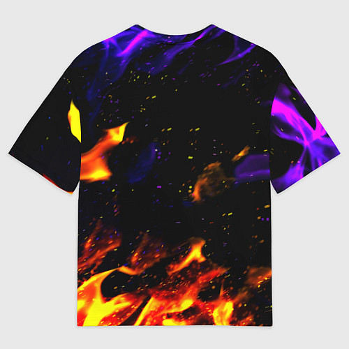 Женская футболка оверсайз Реал Мадрид огонь текстура / 3D-принт – фото 2