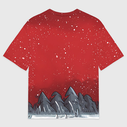 Женская футболка оверсайз Конь в новогодней шапке / 3D-принт – фото 2