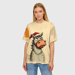 Футболка оверсайз женская Задумчивая лошадь, цвет: 3D-принт — фото 2