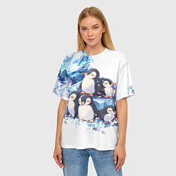 Футболка оверсайз женская Пингвины и лёд, цвет: 3D-принт — фото 2