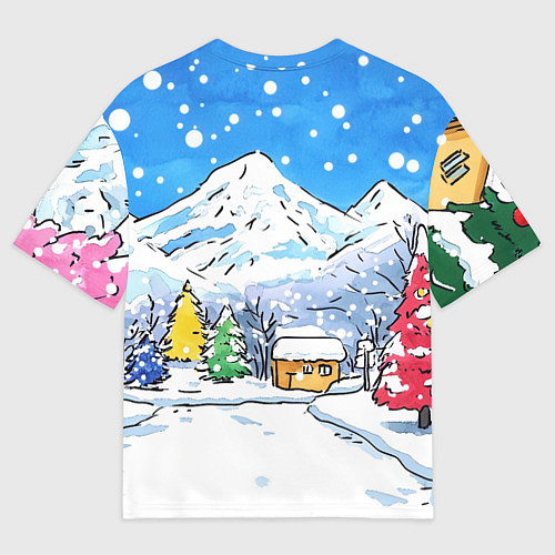 Женская футболка оверсайз Лошадка с оливье / 3D-принт – фото 2