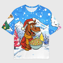 Женская футболка оверсайз Лошадка с оливье