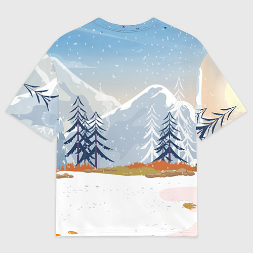 Женская футболка оверсайз Лошадь с салатом Под шубой / 3D-принт – фото 2