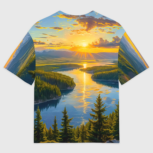 Женская футболка оверсайз Золотой путь реки / 3D-принт – фото 2