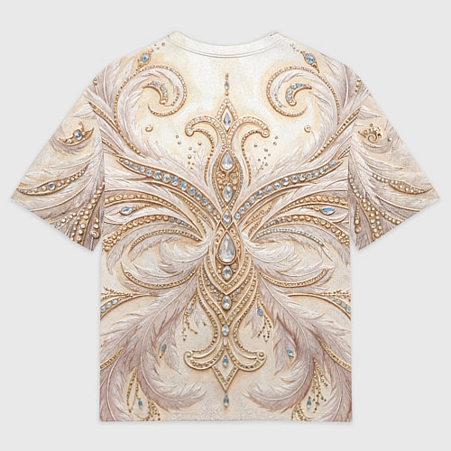 Женская футболка оверсайз Перламутровый орнамент с перьями / 3D-принт – фото 2
