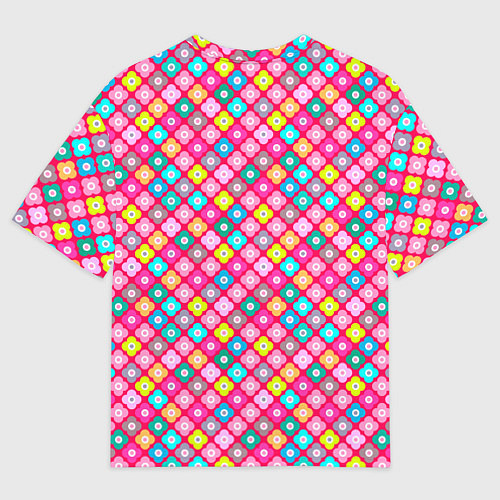 Женская футболка оверсайз Разноцветный цветочный узор ретро / 3D-принт – фото 2