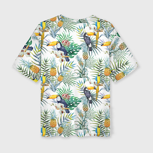 Женская футболка оверсайз Летний попугай / 3D-принт – фото 2