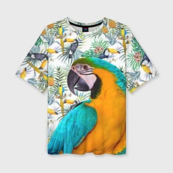 Футболка оверсайз женская Летний попугай, цвет: 3D-принт