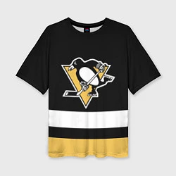 Женская футболка оверсайз Pittsburgh Penguins: Black