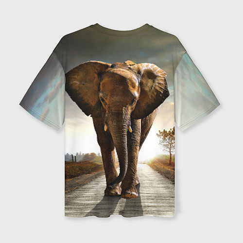 Женская футболка оверсайз Дикий слон / 3D-принт – фото 2