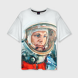 Женская футболка оверсайз Гагарин в полете