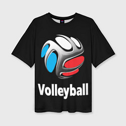 Женская футболка оверсайз Волейбольный мяч российский триколор