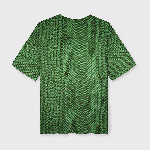 Женская футболка оверсайз Змеиная зеленая кожа / 3D-принт – фото 2