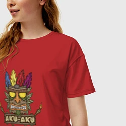 Футболка оверсайз женская Aku-Aku (Crash Bandicoot), цвет: красный — фото 2