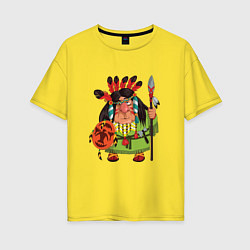 Женская футболка оверсайз Забавные Индейцы 8