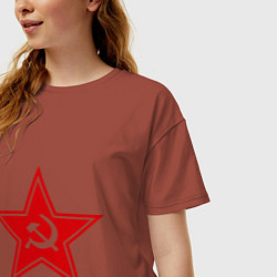 Футболка оверсайз женская Звезда СССР, цвет: кирпичный — фото 2