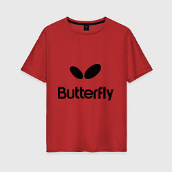 Футболка оверсайз женская Butterfly Logo, цвет: красный