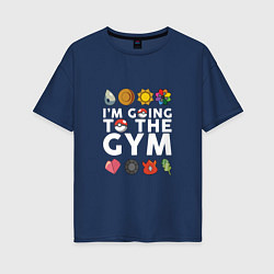 Футболка оверсайз женская Pokemon Im going to the gym (white), цвет: тёмно-синий