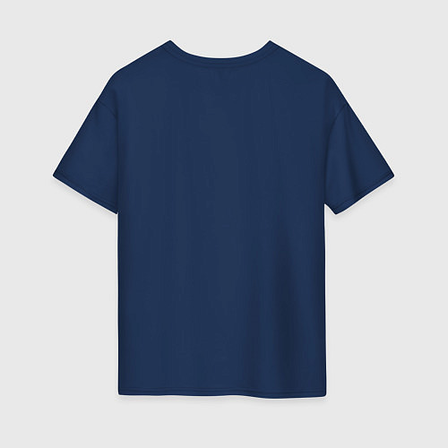 Женская футболка оверсайз Мысли кота / Тёмно-синий – фото 2