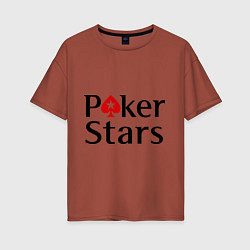 Футболка оверсайз женская Poker Stars, цвет: кирпичный