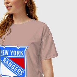 Футболка оверсайз женская New York Rangers, цвет: пыльно-розовый — фото 2