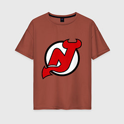 Футболка оверсайз женская New Jersey Devils, цвет: кирпичный