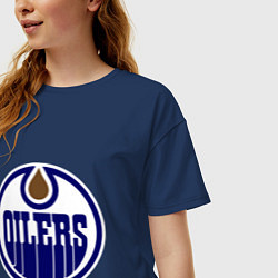 Футболка оверсайз женская Edmonton Oilers, цвет: тёмно-синий — фото 2