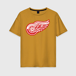 Футболка оверсайз женская Detroit Red Wings, цвет: горчичный