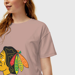 Футболка оверсайз женская Chicago Blackhawks, цвет: пыльно-розовый — фото 2