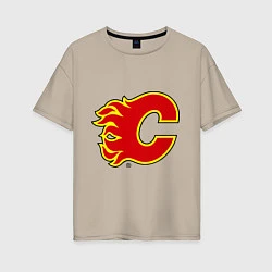 Футболка оверсайз женская Calgary Flames, цвет: миндальный