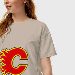 Футболка оверсайз женская Calgary Flames, цвет: миндальный — фото 2