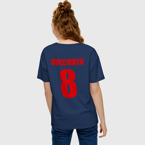Женская футболка оверсайз Washington Capitals: Ovechkin 8 / Тёмно-синий – фото 4