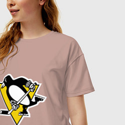Футболка оверсайз женская Pittsburgh Penguins: Malkin 71, цвет: пыльно-розовый — фото 2