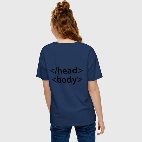 Женская футболка оверсайз Head Body / Тёмно-синий – фото 4