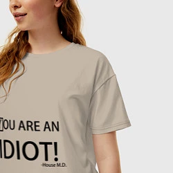 Футболка оверсайз женская You are an idiot!, цвет: миндальный — фото 2