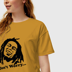 Футболка оверсайз женская Bob Marley: Don't worry, цвет: горчичный — фото 2