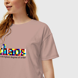 Футболка оверсайз женская Хаос- высшая степень порядка, цвет: пыльно-розовый — фото 2