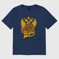 Футболка оверсайз женская Rugby: Russian Bear, цвет: тёмно-синий