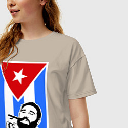 Футболка оверсайз женская Fidel: Viva, Cuba!, цвет: миндальный — фото 2
