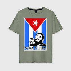 Футболка оверсайз женская Fidel: Viva, Cuba!, цвет: авокадо