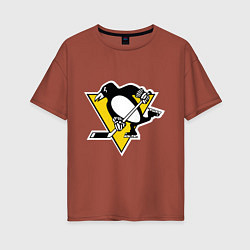 Футболка оверсайз женская Pittsburgh Penguins, цвет: кирпичный