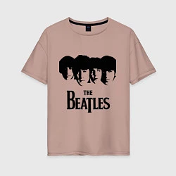 Футболка оверсайз женская The Beatles: Faces, цвет: пыльно-розовый