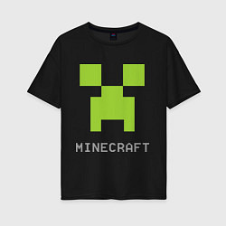 Женская футболка оверсайз Minecraft logo grey