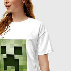 Футболка оверсайз женская Мinecraft creeper, цвет: белый — фото 2