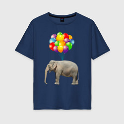 Женская футболка оверсайз Воздушный слоник