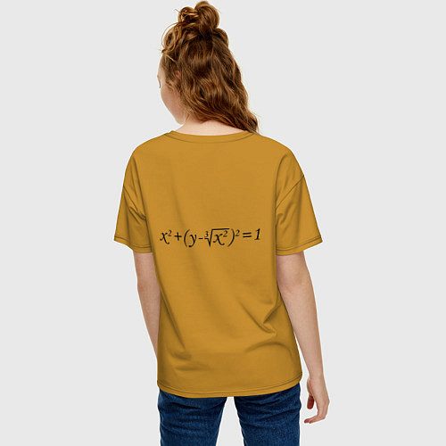 Женская футболка оверсайз Формула любви математическая 2 / Горчичный – фото 4