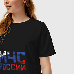 Футболка оверсайз женская МЧС России, цвет: черный — фото 2