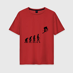 Женская футболка оверсайз Эволюция лыжник
