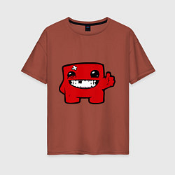 Футболка оверсайз женская Super Meat Boy, цвет: кирпичный